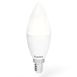 Hama WLAN Lampe mit Lampenfassung E14, (Smart Lampe funktioniert ohne Hub, LED Leuchtmittel mit 5,5W in Kerzenform, Sprach-/App-Steuerung, Smart Home Lampe für verschiedene Lichtatmosphären) Weiß