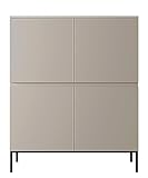 Selsey Kommode Schrank Aufbewahrungsschrank 100 cm 4 Türen 8 Fächer Beige Schwarze Beine Bemmi