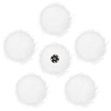Kunstfell Bommel 6 Stück Weiße Bommel für Mützen Weiß Fellbommel Mützenbommel Schlüsselanhänger Pompon mit 6 Knöpfen für Damen Mädchen Hut Kleidung Schals Anhängern Dekoration