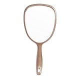PARSA BEAUTY Handspiegel oval 14,5 x 11,5 cm (Champagner) – Handspiegel mit Griff in ergonomischem Design – praktischer Hand Mirror – Rasierspiegel – Schminkspiegel für Haare Gesichtspflege