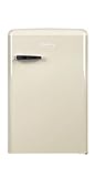 Amica KSR 361 160 B Retro Kühlschrank mit Gefrierfach/Coffee Cream (Beige) / 88cm (H) x 55cm (B) x 62cm (T) / Retro-Design