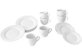 Dobman Porzellan Kaffeeservice weiß 18 tlg Geschirrset rund für 6 Personen