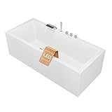 AQUADE Badewanne 190x90 cm Komplettset inkl. Badewannenfüße und Schürzen-Set, Rechteck-Badewanne mit Ab-Überlaufgarnitur, 5-Loch-Wannenrandarmatur und LED Modell: Ulm