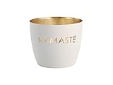 Windlicht Madras Namaste Eisen Höhe 8,5 cm weiß Gold