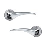 Türgriff-Set aus Aluminium, Nickel satiniert, erhältlich in runden Rosetten, 50 mm, Vierkantschaft mit 8 mm Griff, Griff 120 mm lang