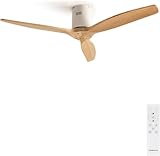 CREATE / WINDCALM M/Deckenventilator ABS Weiß Hellesholzflügel-Optik mit Fernbedienung / 40W, Leise, Ø132cm, 6 Geschwindigkeiten, Timer, DC-Motor, Sommer-Winterbetrieb