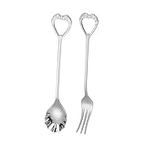 CIYODO 1 Satz Löffel Kuchengabel Löffel und Obstgabeln Kaffeelöffel schneidewerkzeug cutlery sets Essbesteck Snackgabeln dishes set easy putz Geschirr aus Edelstahl Rostfreier Stahl