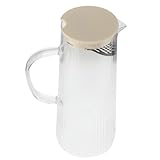 FONDOTIN Glaskrug mit Deckel 1300 Ml Vertikal Gestreift Glas und Edelstahl Karaffe für Kalte Getränke Saftkrug für Familien Kühlschrank Geeignet