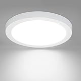 Glitzerlife LED Deckenleuchte Rund Flach Deckenlampe – Modern Weiß LED Flurlampe Kaltweiß 5000K 18W IP44 Wasserfest für Küche Büro Wohnzimmer Badezimmer Kinderzimmer Esszimmer Ø23CM