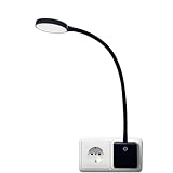 ENUOTEK Dimmbare LED Steckerlampe Steckdosenleuchte Schwarz, LED Wandleuchte Wand Leselampen Schlafzimmer Steckdose Dimmbar mit Stecker und Touch Schalter, 4W 350Lm Neutralweiß Beleuchtung 4000K