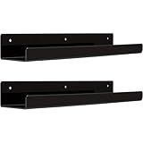 MMYUAK Wandregal Schwebend 2 transparente schwebende Wandregale – vielseitige Aufbewahrungslösung for Schlafzimmer, Wohnzimmer, Badezimmer und Küche(Black-2X)