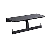 Fester Toilettenpapierhalter, Toilettenpapierhalter mit Aufbewahrungsdeckel Black Space Aluminium 30x10x9cm for 2 Rollen