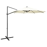 NQJIBUE Lawn & Garden Ampelschirm mit Stange und LED-Lichtern Sand 300 cm Outdoor Living