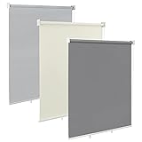 WOLTU Außenrollo Senkrechtmarkise Balkonrollo Outdoorrollo Sichtschutzrollo Wetterfest Sonnenschutz UV Schutz Vertikal Sonnensegel Reflektierende Thermofunktion für Fenster&Türen, Dunkelgrau 140x240cm