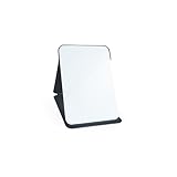 Yatnks Make-up-Spiegel, 10,2 x 15,2 cm, tragbarer PU-Lederspiegel, faltbarer Schreibtischspiegel mit verstellbarem Ständer für Schminktisch, Büro, Reisen (S, Schwarz)