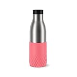 Emsa N31108 Bludrop Sleeve Trinkflasche | 0,5 Liter | 100 % dicht | Quick-Press Verschluss | Ergonomischer 360° Trinkgenuss |12h warm, 24h kühl | spülmaschinenfest | Edelstahl | Koralle