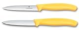 Victorinox Swiss Classic, Tomaten- und Gemüsemesser-Set, 2teilig, Extra Scharfe Klinge, Kunststoffgriff, Rostfreier Stahl, Swiss Made, Gelb