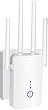 Aenxwa WLAN-Extender-Signalverstärker für bis zu 6.000 m² und 60 Geräte, WLAN Verstärker mit großer Reichweite und Ethernet-Anschluss, Zugangspunkt, 1-Tasten-Einrichtung
