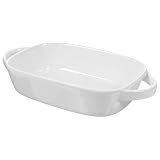 jojofuny Keramik Backform mit Doppelgriff Mikrowellengeeignet Weiße Rechteckige Auflaufform für Backen Servieren und Aufbewahren