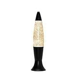 Lavalampe Schwarz Gold Glitterlampe 40 cm hoch Tischleuchte G9 inklusive Leuchtmittel Beistelllampe Retro Stimmungsleuchte Tisch ROXY