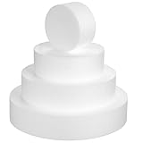 VILLCASE 4 Stück Teiliges Runde Schaumstoff Kuchenmodelle Ø Backzubehör für Tortendekoration und Übung Vielseitig Einsetzbar als Cake Dummy für Bäckerei und Partydeko