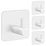 TINIFO Handtuchhaken Selbstklebend 4 Stück Wandhaken Weiß Edelstahl Klebehaken Ohne Bohren für Badzimmer Toilette Küche Büro