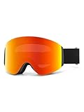 YondestStars Flip-Skibrille, OTG-Schneebrille, Clamshell Anti-Beschlag-UV-Schutz, austauschbare Linse, Snowboardbrille für Erwachsene, Herren, Damen, Jugendliche, rote Gläser (VLT 16 %)