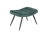 byLIVING Hocker UTA/gepolsterter Fußhocker in Samt-Stoff dunkel-grün mit Ziersteppung/Gestell schwarz pulverbeschichtet/Fuß-Ablage/Sitzhocker/Fußbank / 60 x 39 x 41 cm (BxHxT)