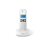 Philips D1611 W/34 – Schnurloses Festnetztelefon (Hintergrundbeleuchtung, HQ-Sound, bis zu 4 Mobilteile, 50 Fragen, reduzierter Verbrauch von Eco, Anruferkennung, Reichweite 50 – 300 m