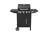 El Fuego® „San Francisco“ Gasgrill | 3+1 Brenner | inkl. Gasschlauch und Druckminderer | Grillrost aus Gusseisen | mit Thermometer | Brenner aus Edelstahl | inkl. Seitenbrenner | AY 5632 (3+1 Brenner)