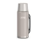 THERMOS ICON BEVERAGE BOTTLE 1,20l, beige/sandstone mat, Thermosflasche 1200ml, Isolierflasche mit Trinkbecher, Thermoskanne mit Griff, 24 h heiß/24 h kalt, spülmaschinenfest, absolut dicht, BPA-frei