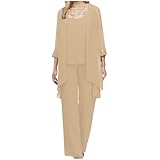 Hosenanzug Damen Chiffon Lose Mode Freizeitanzug Einfarbig Spitze Lounge Set Neues 2024 Kleidungsset Lose Freizeit Hosenanzug Atmungsaktiv Undurchsichtig Outfit Sommer Elegant Anzug