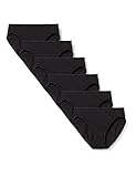 Amazon Essentials Damen Slip Aus Baumwolle Mit Hohem Beinausschnitt (In Übergröße Erhältlich), Atmungsaktiv, 6er-Pack, Schwarz, 40