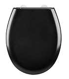 WENKO WC-Sitz Mod. Rieti Absenkautomatik Easy Close Duroplast kratzfest strapazierfähig Fix-Clip Edelstahl Wandpuffer 37x44,5 cm schwarz