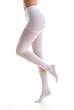 Gi&Gi Kompressionsstrumpfhose für Damen, Kompressionsstrümpfe mit abgestufter Kompression, echte Micro 70 den 14-16 mmhg, Weiß, S