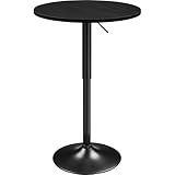 Yaheetech Bartisch Runder Stehtisch Bistrotisch 360° Drehbar Höhenverstellbar 69,5–91 cm, Ø 60cm Partytisch aus Metall für Zuhause/Klub/Pub, Full Schwarz