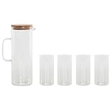 Home ESPRIT Gläser-Set, transparent, Bambus, Borosilikatglas, 210 ml, Marke: Home ESPRIT - EAN: 8424002125455