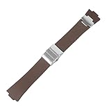 EAMOM Armband Armband Silikon Uhrenarmband für Ulysse-Nardin MARINE Wasserdichtes Gummiarmband Sport 25 * 12mm Mann Uhren Sport(Brown silver set)