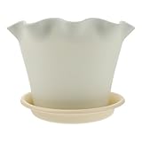 Toyvian Kunststoff Blumentopf mit Lotusblatt Kante Sukkulenten Anzuchttopf mit Abflusslöchern und Untersetzer Wetterfester Pflanztopf für Garten Balkon und Büro