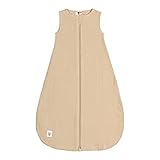 LÄSSIG Baby Sommerschlafsack ohne Ärmel Muslin Baumwolle GOTS zertifiziert unisex/Muslin Sleeping Bag nature, Größe 50/56 0-2 Monate