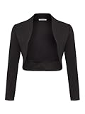 Damen Langarm Bolero Festlich Strickjacke Schulterjacke Kurz Top (700), Grösse:XL, Farbe:Schwarz