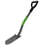 KADAX Gärtnerspaten mit Metallstiel, Robuster Gartenspaten, Spaten mit D-Griff, Kleine Metallgartenschaufel, Gartenschaufel, Gartenwerkzeug für Garten (Grün-Grau)