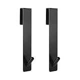 Duschhaken ohne Bohren, 2 Stück Handtuchhalter Dusche Glaswand mit Schwammschutz Edelstahl Duschwand Haken Bademantel und Handtuchhaken für Glasstärken ≤ 12mm (Schwarz, 2 Stück)