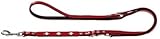 HUNTER Verstellbare Hundeführleine SWISS, Farbe: rot/schwarz, weiches Rindsleder, schweizer Kreuz, elegante Optik, 3-fache Verstellmöglichkeit, komfortabel, Made in Germany, Größe: 18/200