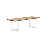 NASTYA Esstisch, Teetisch, Couchtisch, Holz, Acryl, einfacher Wabi-Sabi-Stil, Teetisch, Massivholz, Schreibtisch, Couchtische für Wohnzimmer (160 cm)