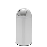 hjh OFFICE 741006 Mülleimer klein Push Weiß 35L Retro Abfallsammler mit Push-Klappe