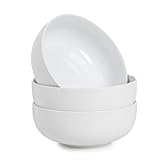 WishDeco Große Suppenschalen 3er Set, Salatschüsseln 1100 ml, Servierschüssel Weiß, Nudelschüsseln Porzellan, Schüssel Set Keramik für Ramen, Obst, Dessert, Müsli