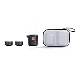 SCZMBLTLNV Teekannen Express Cup Reise Tee Set Tragbares Kung Fu Glas Teekanne Keramiktassen Und Becher Samowar Wasserkocher Teegeschirr SHU Puer Porzellan-Teeservice Tragbares Teeservice(Black)