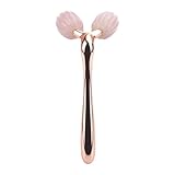 3D-Facelift-Roller-Massagegerät, Gesichtsmassage, 360°-Drehung, Stein, Rosenquarz, Jade-Roller for Abnehmen des Gesichts(Rose Gold)