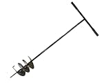 F & R Erdbohrer aus Stahl, Handerdbohrer zum Setzen von Erdlöchern, Handgriffe mit Gummi, Handbohrer für Erdarbeiten im Garten, Bau & Landschaftsbau, Lochspaten, Pfahlbohrer, Gartenbohrer, Ø 140 mm